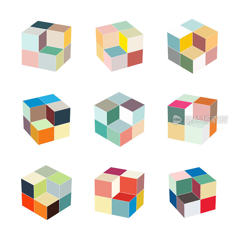 Vector cube model pattern symbol for design